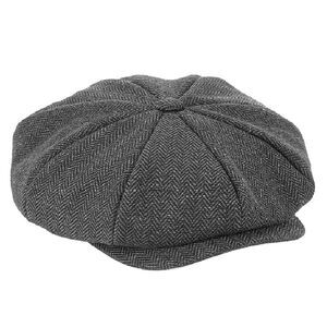 Beechfield® Unisex Adults Heritage Newsboy Cap / Charcoal Herringbone